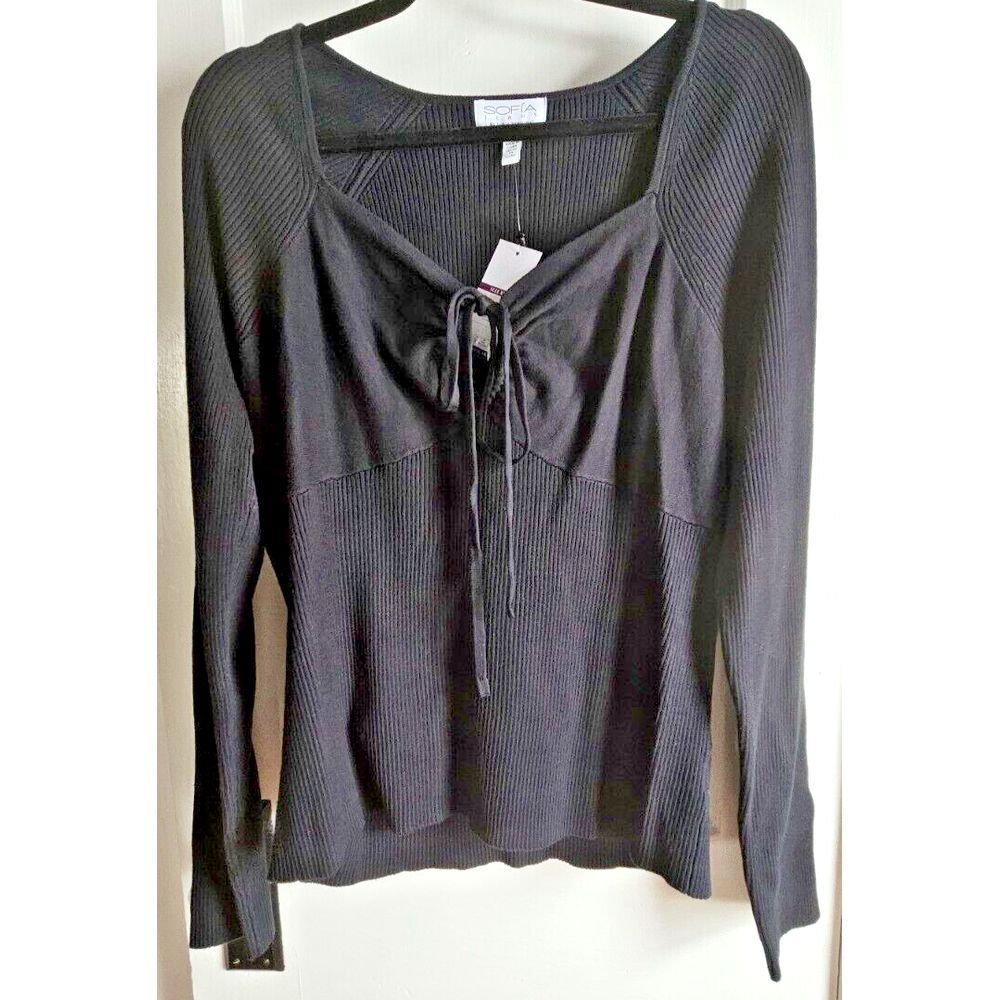 NWT SOFIA JEANS woman XXL HALTER‎ THE SWEATER adjustable keyhole black